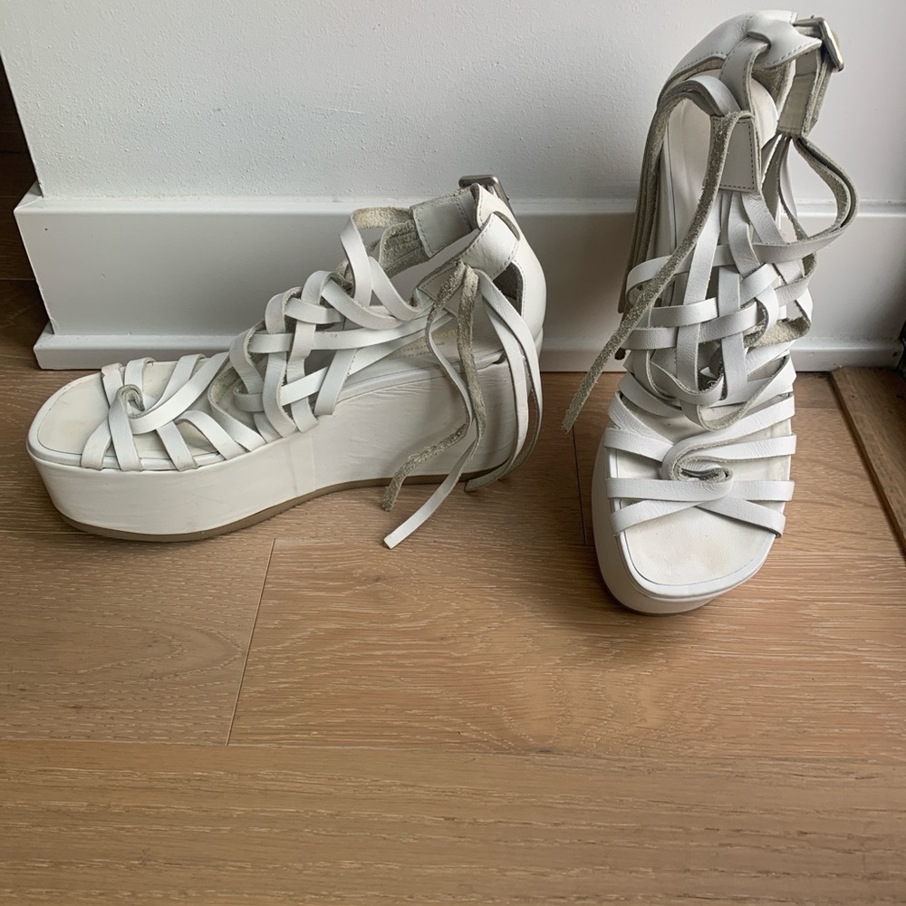 Junya Watanabe White Platform Lace-Up Sandals